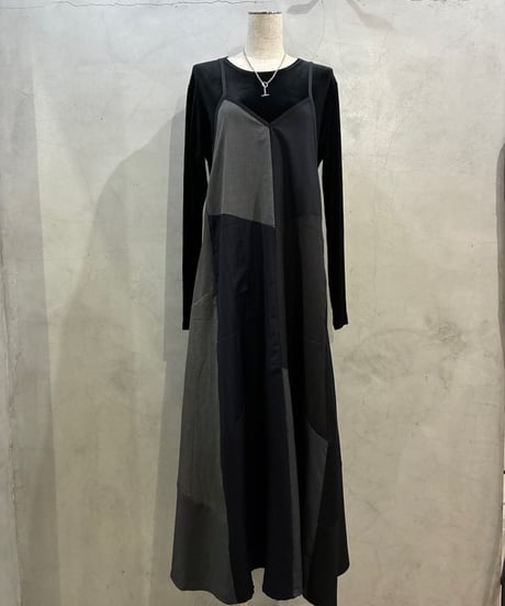 Remake Patchwork Camisole Dress BK GR NV