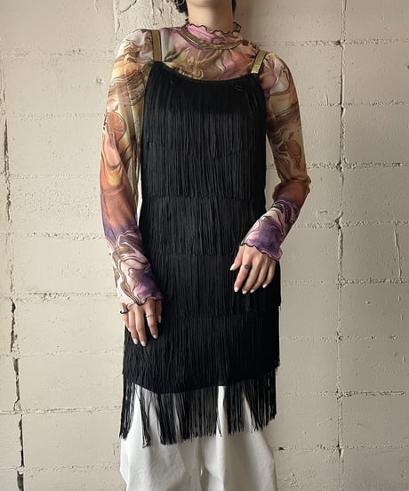 Gold Belt Fringe Dress BK