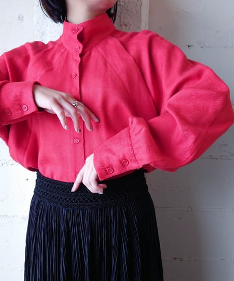 Tuck Shoulder Stand Collar Shirt RE