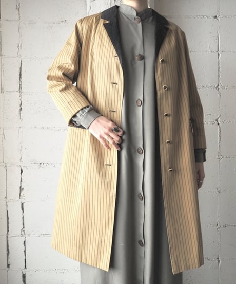 60-70's Stripe Open Collar Coat YEBK
