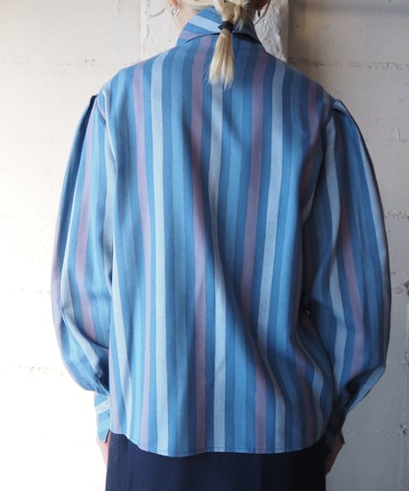 Turn Over Collar Stripe Blouse LBL
