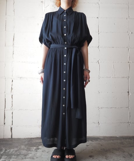 Front Button S/S Shirt Dress BK