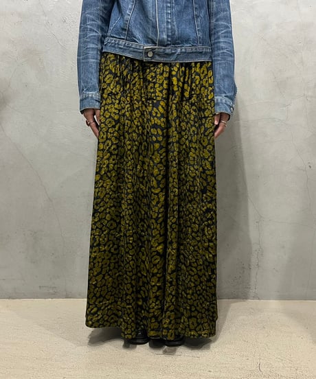 Leopard Pattern Velour Flared Skirt BKGD