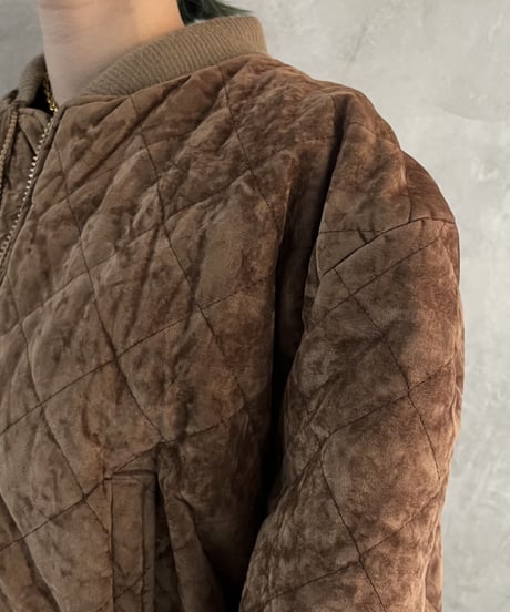 Suede Quilting Design Short Blouson BE