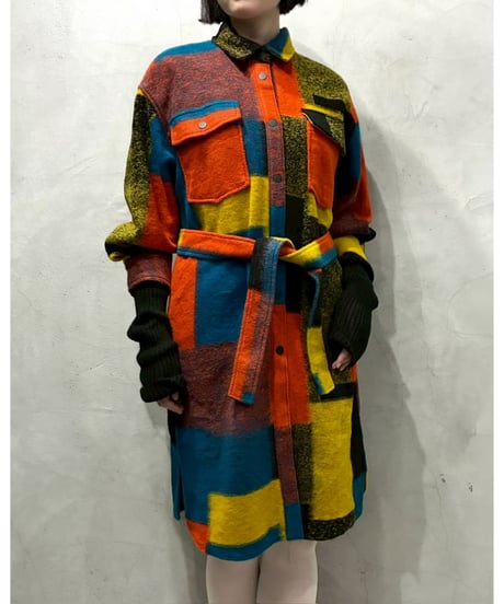 Desigual  Colorful Wool Coat OR BL YE