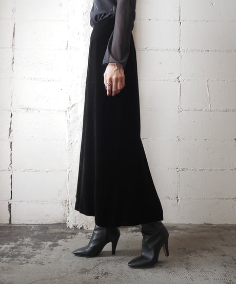 Velvet Tight Long Skirt BK