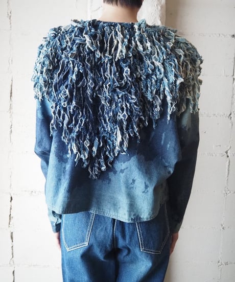 Denim Volume Fringe Jacket BL