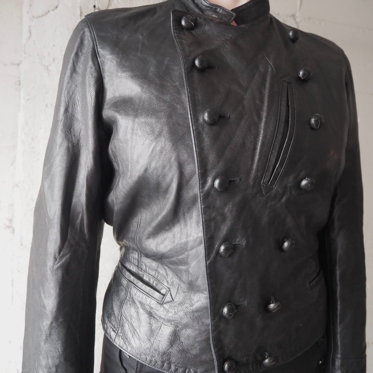 agnès b. SPECIAL Double Breasted Leather Jacke