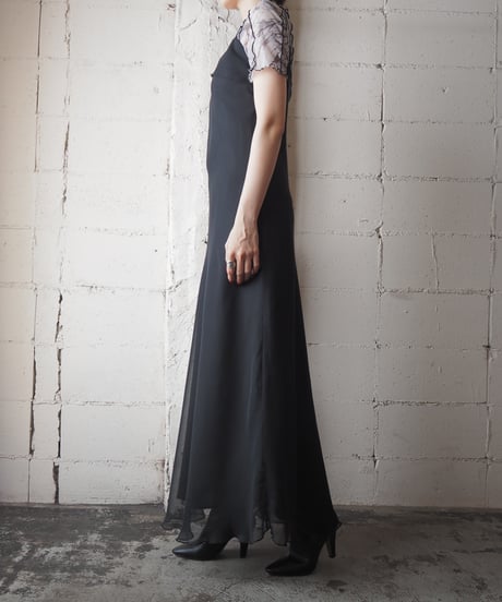 Sheer Layered Camisole Dress BK