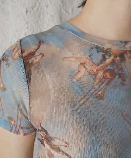 Angel Print Short Sleeve Sheer Tee LBLBE