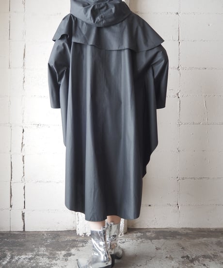 Big Collar Poncho Coat BK