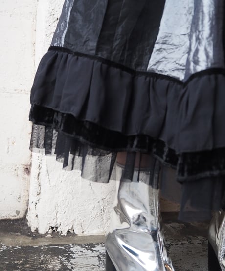 Low Waist Patch Work Lace Volume Skirt BKSIL