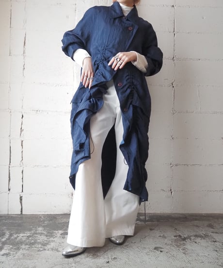 REMAKE Draw String Gather Design Coat NV