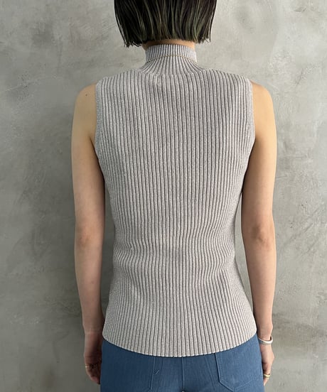 Turtle Neck No Sleeve Rib Knit SI