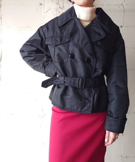 Open Collar Belted Jacket BK