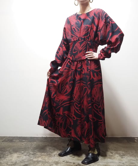 Flower Pattern Waist Yoke Dress REBK