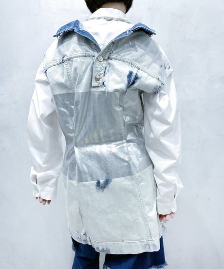DIESEL N/S Metallic × Bleach Denim Dress WHSVNV