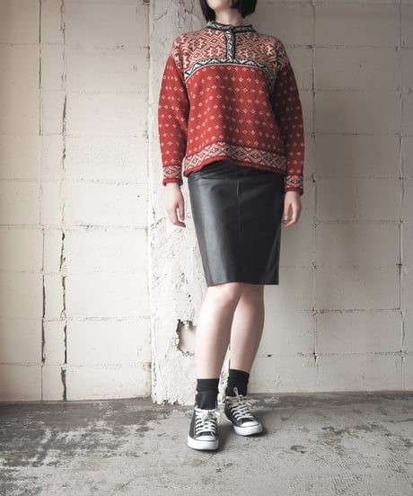 L.L.Bean Henley Neck Nordic Sweater REBK