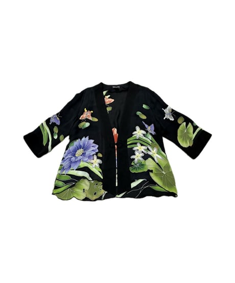 Flower Pattern Sheer Silk Gown BK