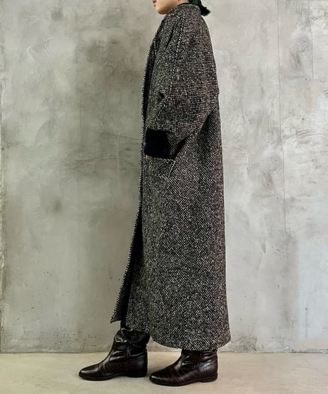Rib Dolman Sleeve Long Coat BKWH