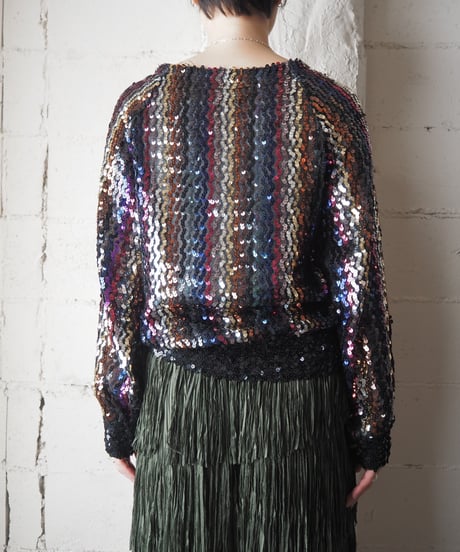 1960-70's Vintage Sequin Pullover Tops BKPIPUR
