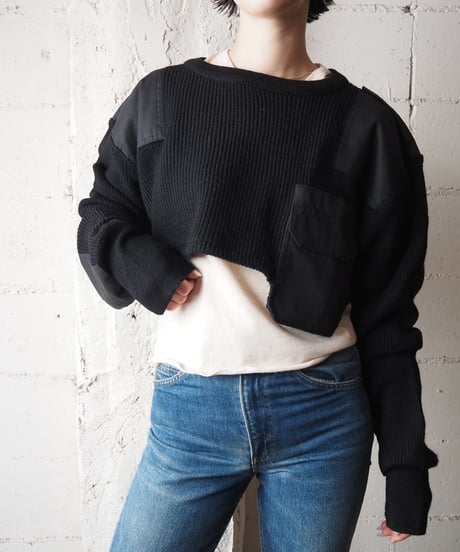 REMAKE Command Pocket Short Sweater BK