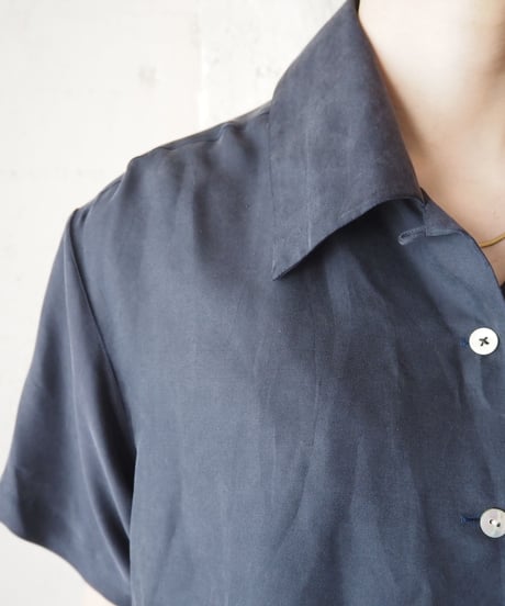 Open Collar Silk Shirt BK