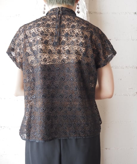 1940-50’s Euro Lace French Sleeve BR BK