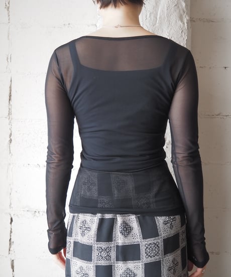 Sheer Long Sleeve Tee BK