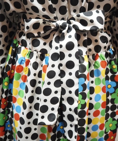 Dot Pattern Volume Sleeve Dress WHBK