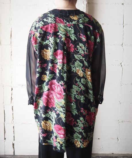Seethrough × Flower Pattern Blouse BK