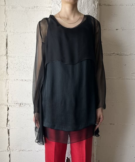 Seethought Design Layered Blouse BK