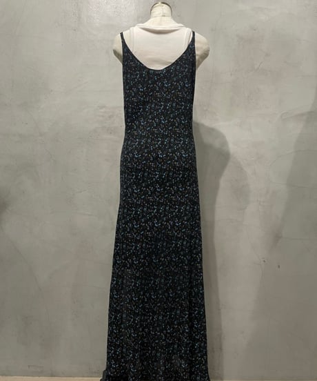 Flower Pattern Design Slit Camisole Dress BKBL