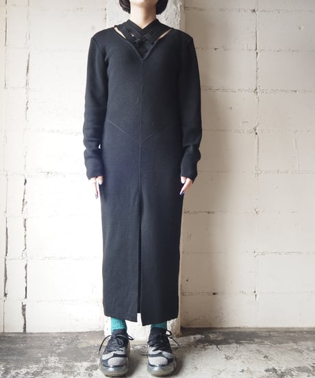 Cross Bosom Knit Dress  BK