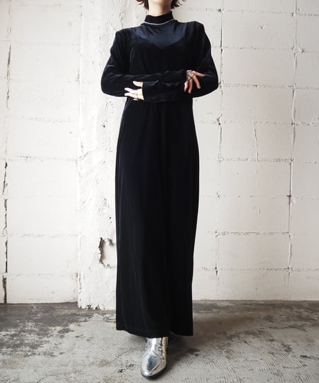 Mock Neck Velour Dress BK