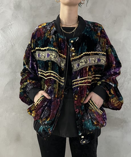 Embroidery Mix Color Velour Blouson BKPUR