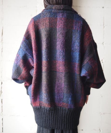 Check Pattern Knit Jacket BKRE