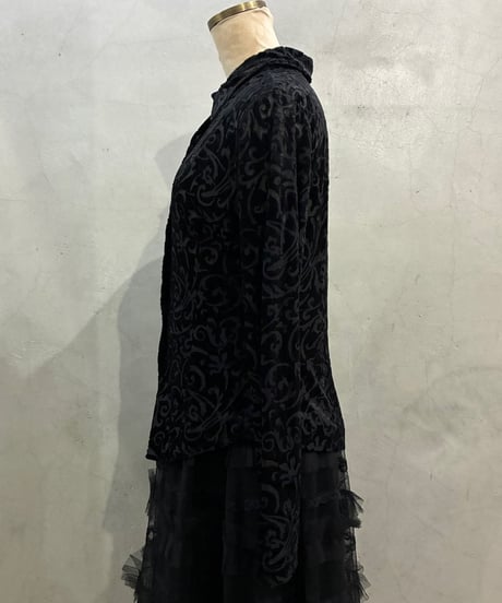 Opal Velour Pattern Sheer Shirt BK