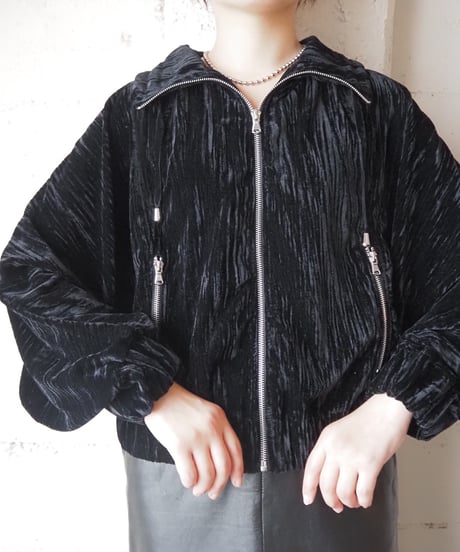 Dolman Sleeve Velour Zipup Jacket BK