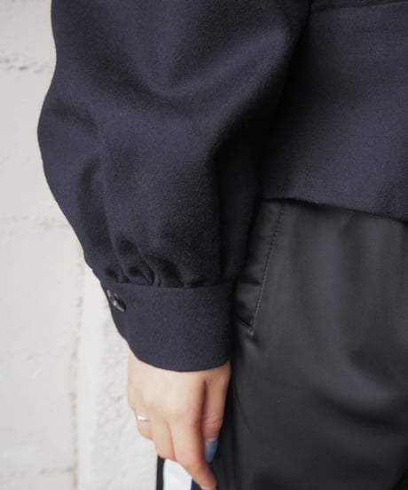 Double Breasted Tuck Shoulder Wool Jacket NV