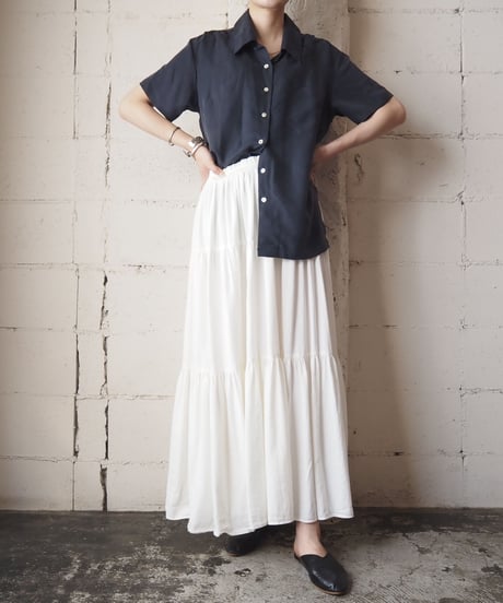 Open Collar Silk Shirt BK