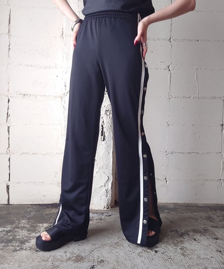 Side Snap Button Track Pants BK