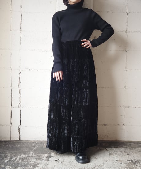 Velour Tiered Skirt BK