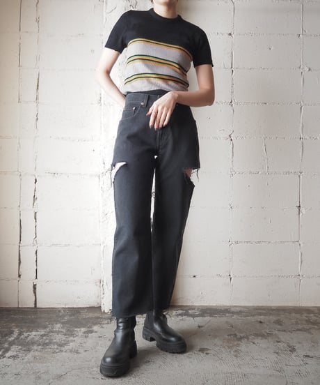 Short Sleeve Multi Collar Knit BKGROR