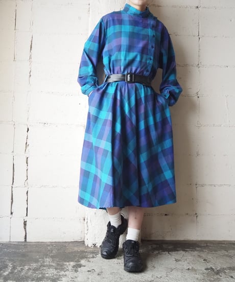 Block Check Button Dress BL