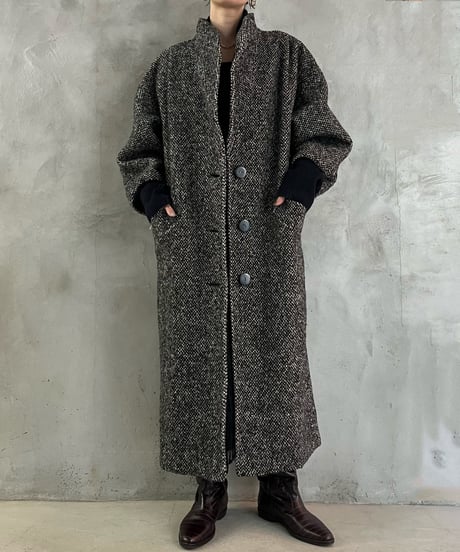 Rib Dolman Sleeve Long Coat BKWH