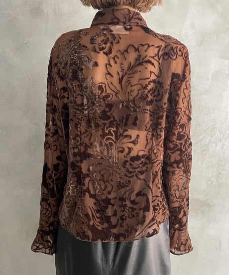 Botanical Pattern Opal Velour Blouse BR
