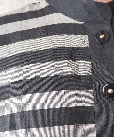1980's Stripe Stand Collar Dress BKGR