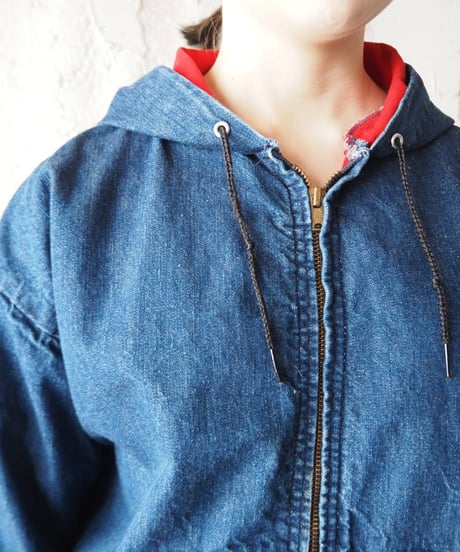 1970’s carhartt Red Lining Denim Hooded Jacket NV