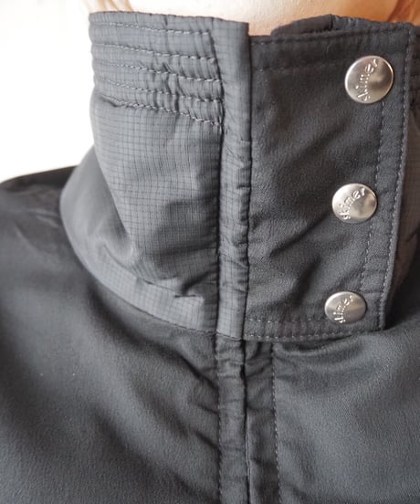 Stand Collar Short Nylon Jacket BK